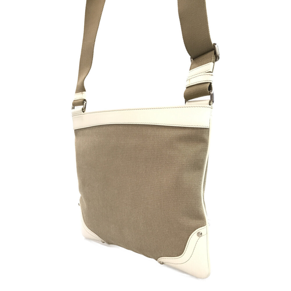 Prada Logo Jacquard Crossbody Bag beige canvas white leather - Picture 2 of 6